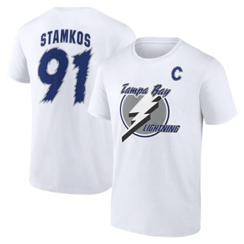 Men's Tampa Bay Lightning #91 Steven Stamkos White T-Shirt